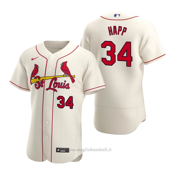 Maglia Baseball Uomo St. Louis Cardinals J.a. Happ Autentico Alternato Crema